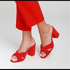 Red heeled sandals